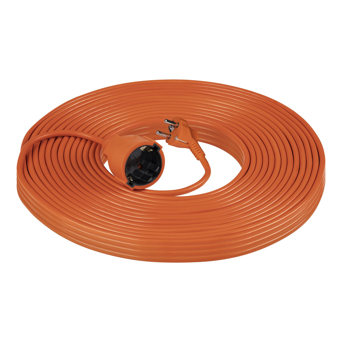 Trano Garten Verlängerungskabel Schuko 2300W, PVC H05VV-F 3x1mm², 10–50m, mit Sicherheitsklappen, Orange, IP20