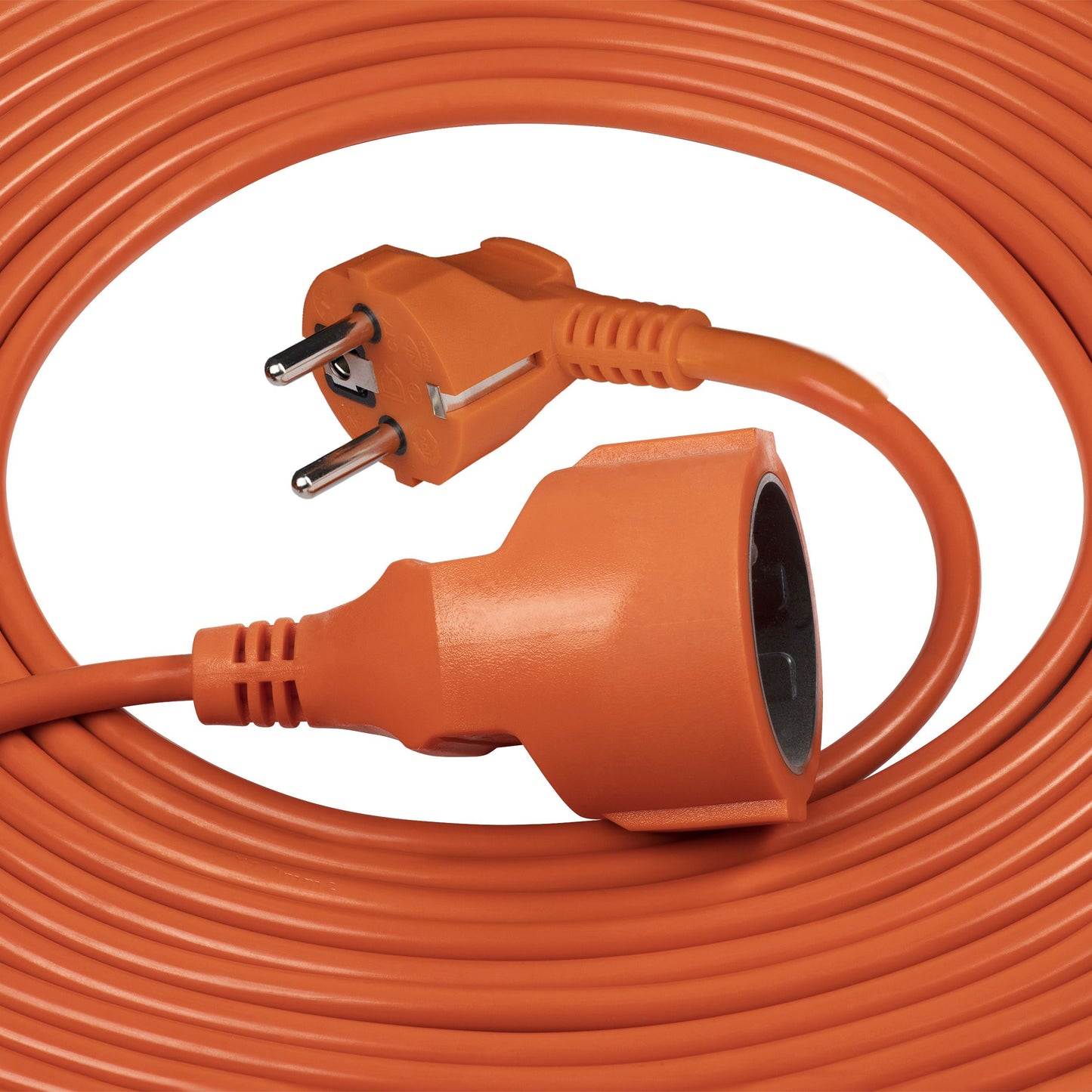 Trano Garten Verlängerungskabel Schuko 2300W, PVC H05VV-F 3x1mm², 10–50m, mit Sicherheitsklappen, Orange, IP20