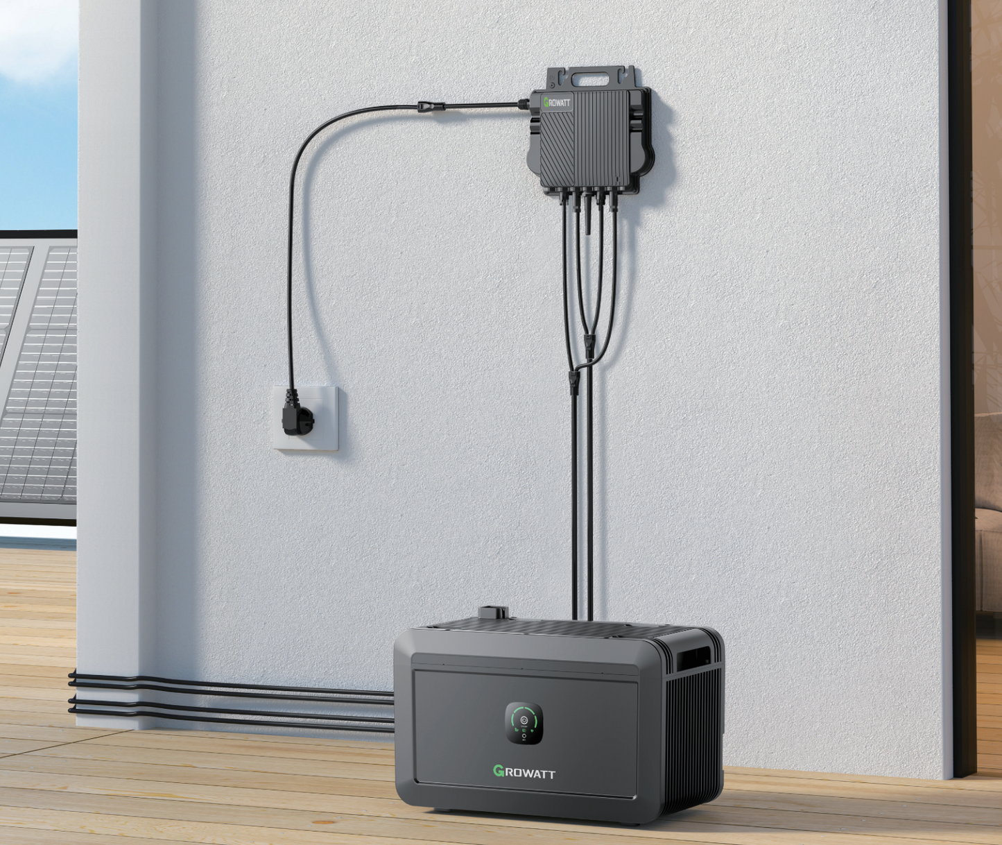 1780Wp Balkonkraftwerk 4x445W JA Solar Modul 2 kWh Speicher Wechselrichter 5m Kabel