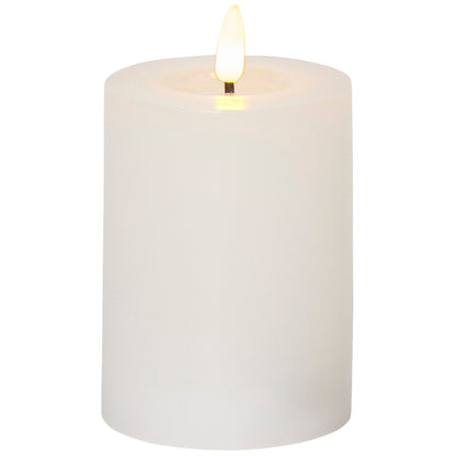 LED Echtwachs-Kerze, Sanft Flackernd, Warmweiß, Batteriebetrieben, Timer, 7000h Lebensdauer, 12,5cmx7,5cm oder 17.5cmx7.5cm