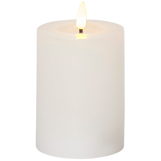 LED Echtwachs-Kerze, Sanft Flackernd, Warmweiß, Batteriebetrieben, Timer, 7000h Lebensdauer, 12,5cmx7,5cm oder 17.5cmx7.5cm