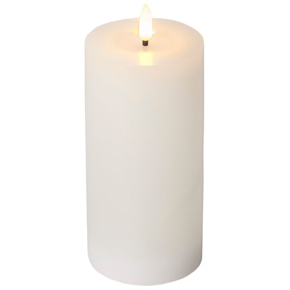 LED Echtwachs-Kerze, Sanft Flackernd, Warmweiß, Batteriebetrieben, Timer, 7000h Lebensdauer, 12,5cmx7,5cm oder 17.5cmx7.5cm