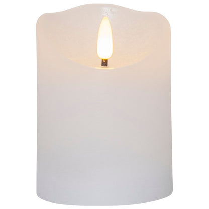 LED Echtwachs-Kerze Weiß, 3 Größen, Timerfunktion, Naturgetreue Flamme, Innenbereich