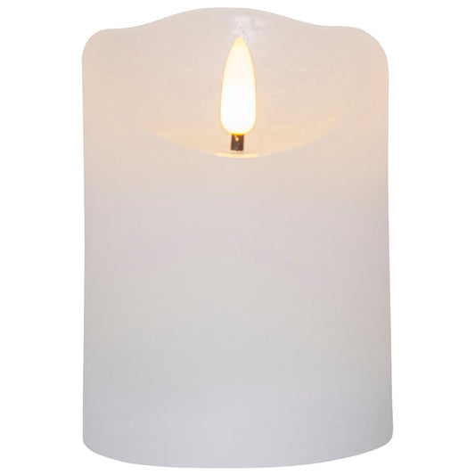 LED Echtwachs-Kerze Weiß, 3 Größen, Timerfunktion, Naturgetreue Flamme, Innenbereich