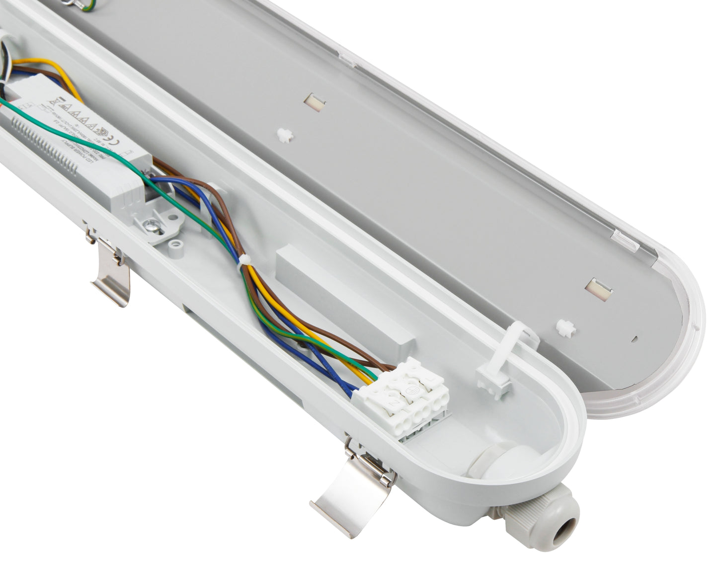 Trano LED Feuchtraumleuchte 150cm | 48W | 7200lm | IP65 | Neutralweiß 4000K | Wasserdichte Wannenleuchte für Garage, Werkstatt, Keller & Industrie | Stoßfest und durchverdrahtbar