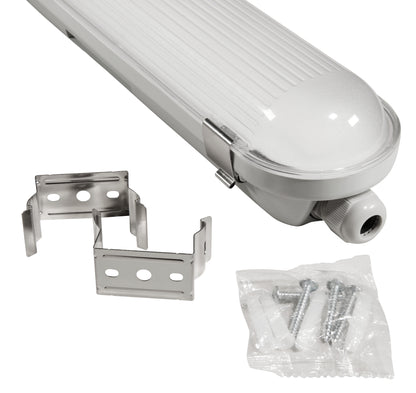 Trano LED Feuchtraumleuchte 150cm | 48W | 7200lm | IP65 | Neutralweiß 4000K | Wasserdichte Wannenleuchte für Garage, Werkstatt, Keller & Industrie | Stoßfest und durchverdrahtbar