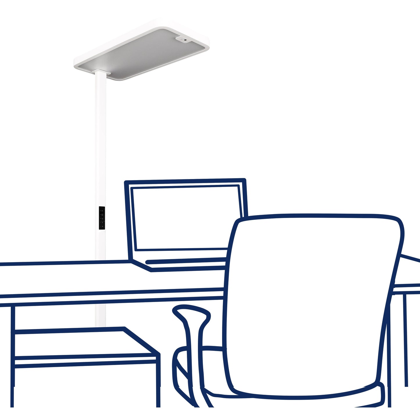 LED Büro Stehleuchte mit Touch Display, Neutralweiß, 100Watt, 9600lm, PIR & Tageslicht-Sensor