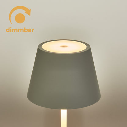 LED Akku Tischleuchte Dimmbar 25cm Weiß – Kabellos, USB-C Aufladbar, IP54 Outdoor Lampe, Warmweiß 2700K, Hoher Ra>95 – Moderne Tischlampe für Garten, Balkon, Schlafzimmer & Büro