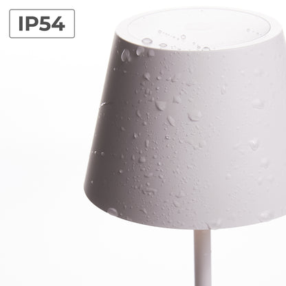 LED Akku Tischleuchte Dimmbar 25cm Weiß – Kabellos, USB-C Aufladbar, IP54 Outdoor Lampe, Warmweiß 2700K, Hoher Ra>95 – Moderne Tischlampe für Garten, Balkon, Schlafzimmer & Büro