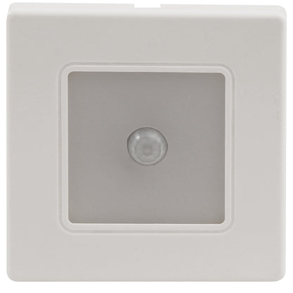 Trano LED-Wand-Einbauleuchte Treppenlicht mit Bewegungsmelder, 2W 150lm, 230V, warmweiß 3000K, Unterputz Treppenbeleuchtung, weißer Rahmen, 85mm