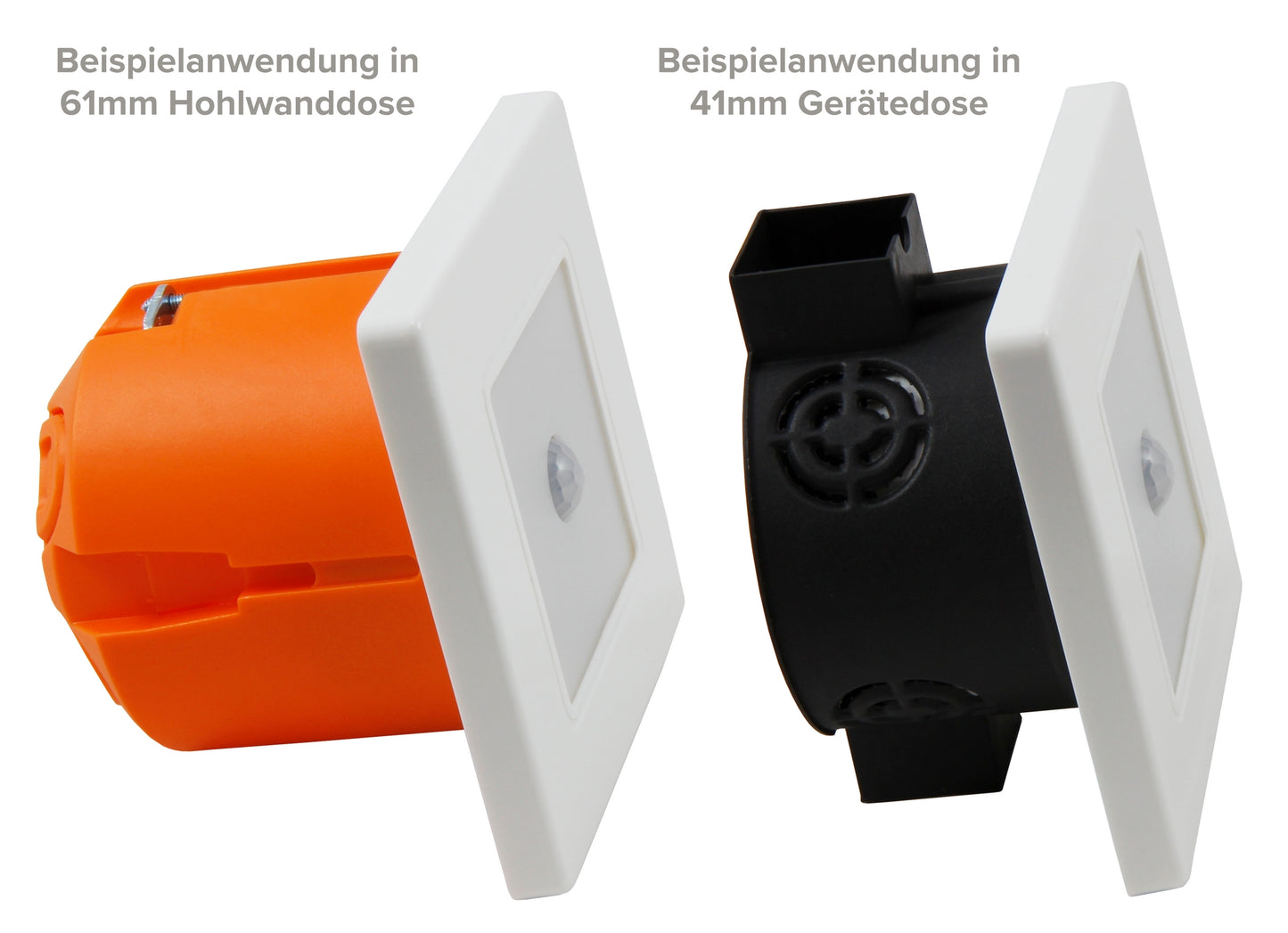 Trano LED-Wand-Einbauleuchte Treppenlicht mit Bewegungsmelder, 2W 150lm, 230V, warmweiß 3000K, Unterputz Treppenbeleuchtung, weißer Rahmen, 85mm