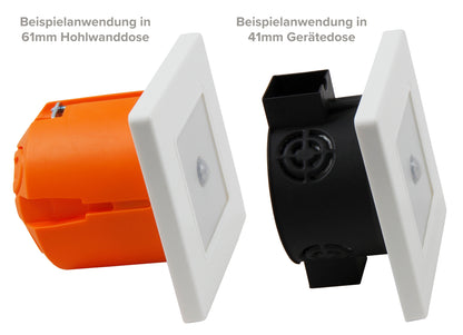 Trano LED-Wand-Einbauleuchte Treppenlicht mit Bewegungsmelder, 2W 150lm, 230V, warmweiß 3000K, Unterputz Treppenbeleuchtung, weißer Rahmen, 85mm