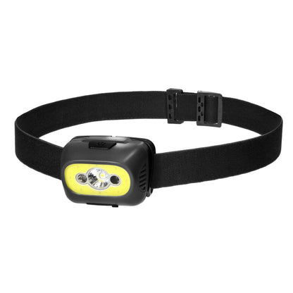 LED COB + LED Stirnlampe 3W, Berührungsloser Schalter, 1200mAh Akku, Schwarz