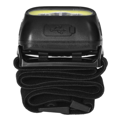 LED COB + LED Stirnlampe 3W, Berührungsloser Schalter, 1200mAh Akku, Schwarz