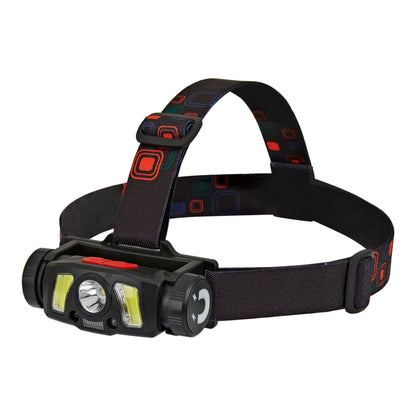 LED COB + XPG Stirnlampe/Fahrradlicht, 1200mAh Li-Ionen-Akku, Bewegungssensor