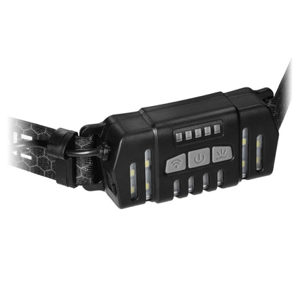 LED-Stirnlampe, 1200mAh Akku, 10 Arbeitsmodi, 200lm, IPX4, Aluminium, Schwarz