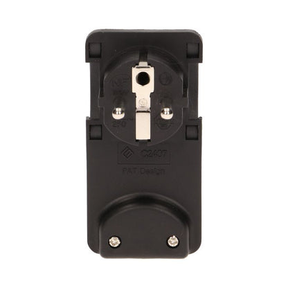 Hochwertiger Flachstecker-Winkelstecker mit Handgriff, uni-Schuko, Schwarz/Weiß