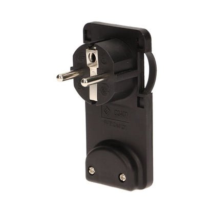 Hochwertiger Flachstecker-Winkelstecker mit Handgriff, uni-Schuko, Schwarz/Weiß