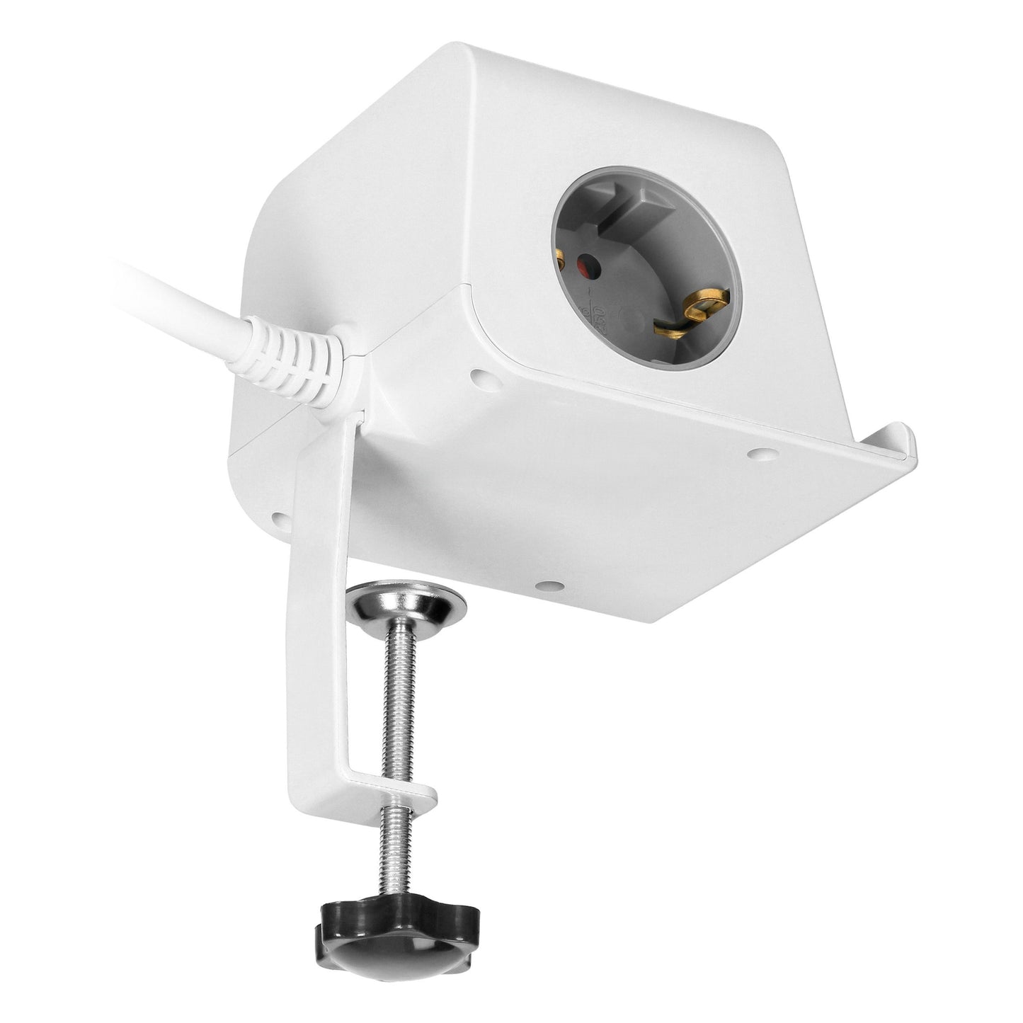 Trano Tischsteckdose mit USB & Induktiv-Ladefunktion, 2x Schuko, 4x USB-A/C, 3680W, 1,4m Kabel, Schraubklemme, Weiß, IP20, 230V