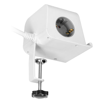 Trano Tischsteckdose mit USB & Induktiv-Ladefunktion, 2x Schuko, 4x USB-A/C, 3680W, 1,4m Kabel, Schraubklemme, Weiß, IP20, 230V