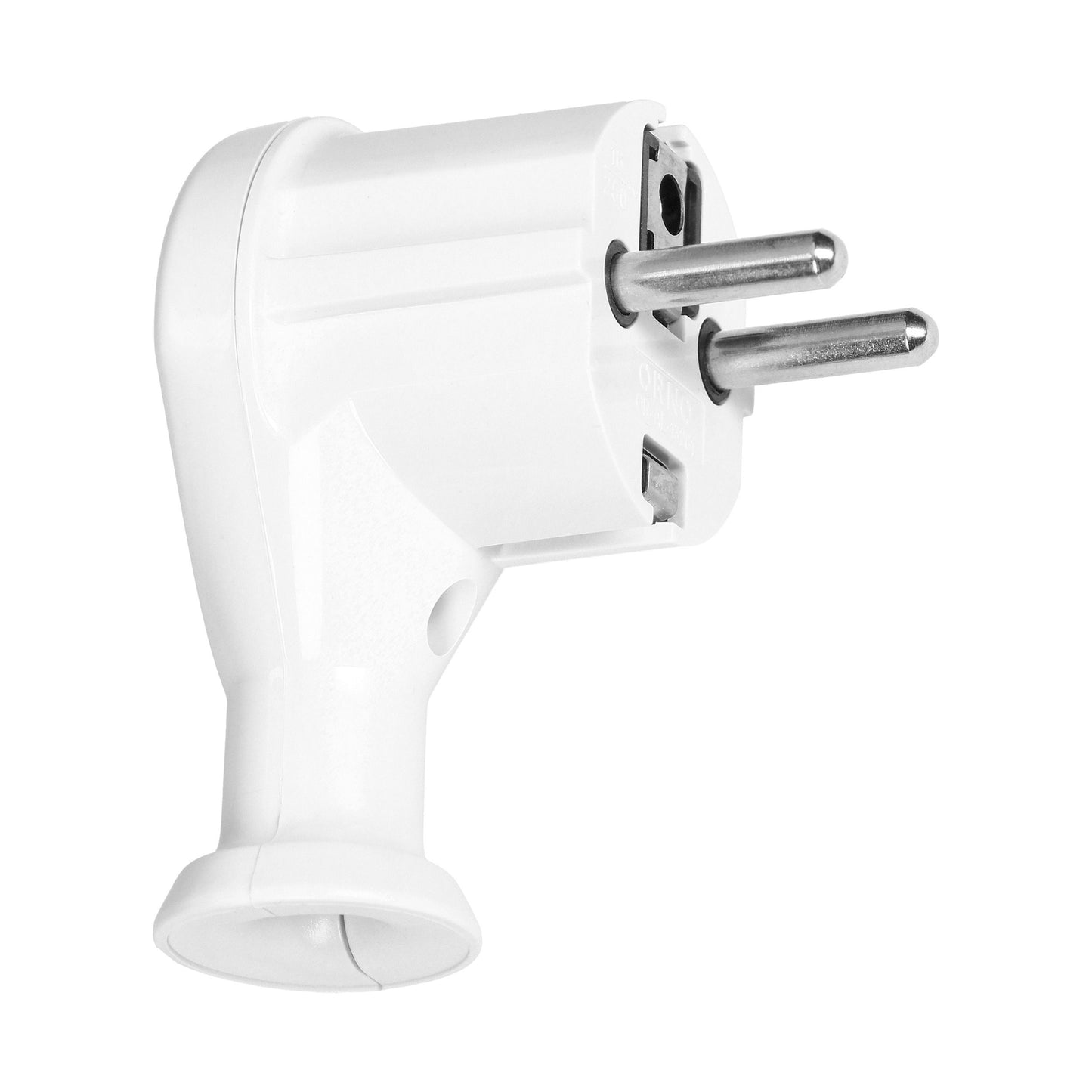 Hochwertiger Eurostecker 2P flach mit Öse, IP20, Erdung, ABS, schwarz/weiß