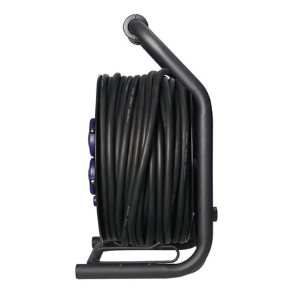 Trano Kabeltrommel 40m H07RN-F 3x2,5mm² IP44 | 4x Schuko Steckdosen mit Kinderschutz | 3200W | Gummi Kabel | Anti-Twist | Thermoschutz