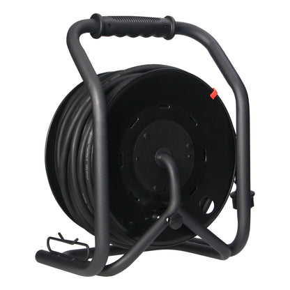 Trano Kabeltrommel 40m H07RN-F 3x2,5mm² IP44 | 4x Schuko Steckdosen mit Kinderschutz | 3200W | Gummi Kabel | Anti-Twist | Thermoschutz
