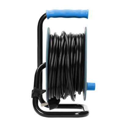 MINI Trommelverlängerung 15m, 4x2P+E, Türkis, Schuko, 2300W/10A
