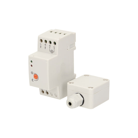 Dämmerungssensor für DIN-Schiene, IP65, Max. Belastung 3000W, Weiß