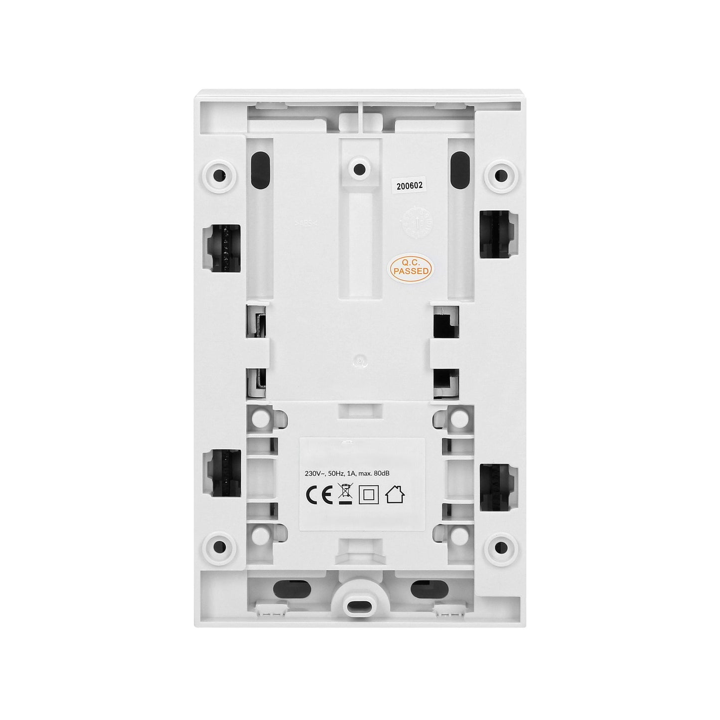 Trano Elektromechanische Türklingel 230V mit integriertem 8V Trafo, 2-Ton BIM-BAM, 80dB, IP20, weiß, Aufputzmontage, 106×170mm