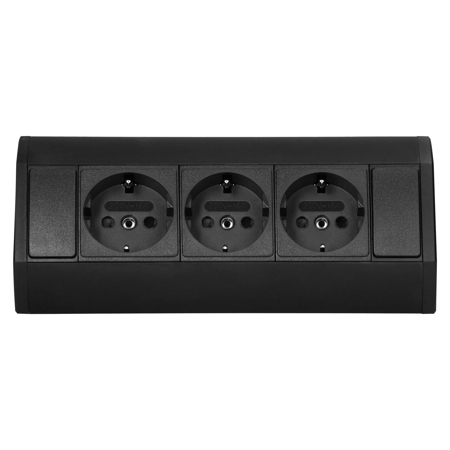 Trano Möbel-Steckdose schwarz | 2x/3x Schuko + USB A+C | 230V, 3680W, IP20, Kabel 0,6m, moderne Einbau-Steckdosenleiste