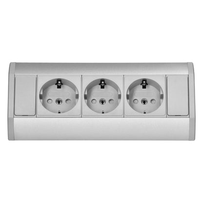 Trano Möbel-Steckdose grau | 2x/3x Schuko + USB A+C | 230V, 3680W, IP20, Kabel 0,6m, moderne Einbau-Steckdosenleiste