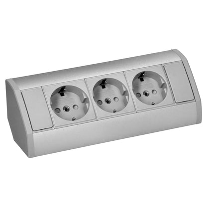 Trano Möbel-Steckdose grau | 2x/3x Schuko + USB A+C | 230V, 3680W, IP20, Kabel 0,6m, moderne Einbau-Steckdosenleiste
