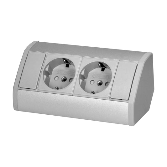 Trano Möbel-Steckdose grau | 2x/3x Schuko + USB A+C | 230V, 3680W, IP20, Kabel 0,6m, moderne Einbau-Steckdosenleiste