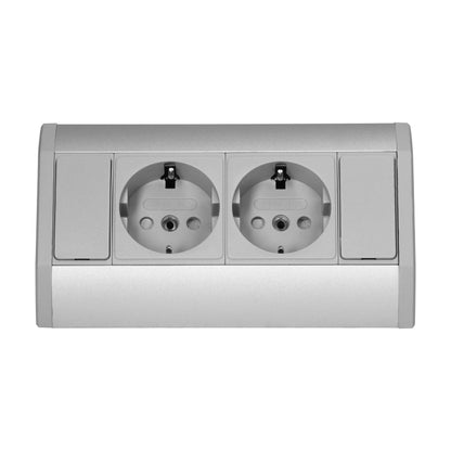 Trano Möbel-Steckdose grau | 2x/3x Schuko + USB A+C | 230V, 3680W, IP20, Kabel 0,6m, moderne Einbau-Steckdosenleiste