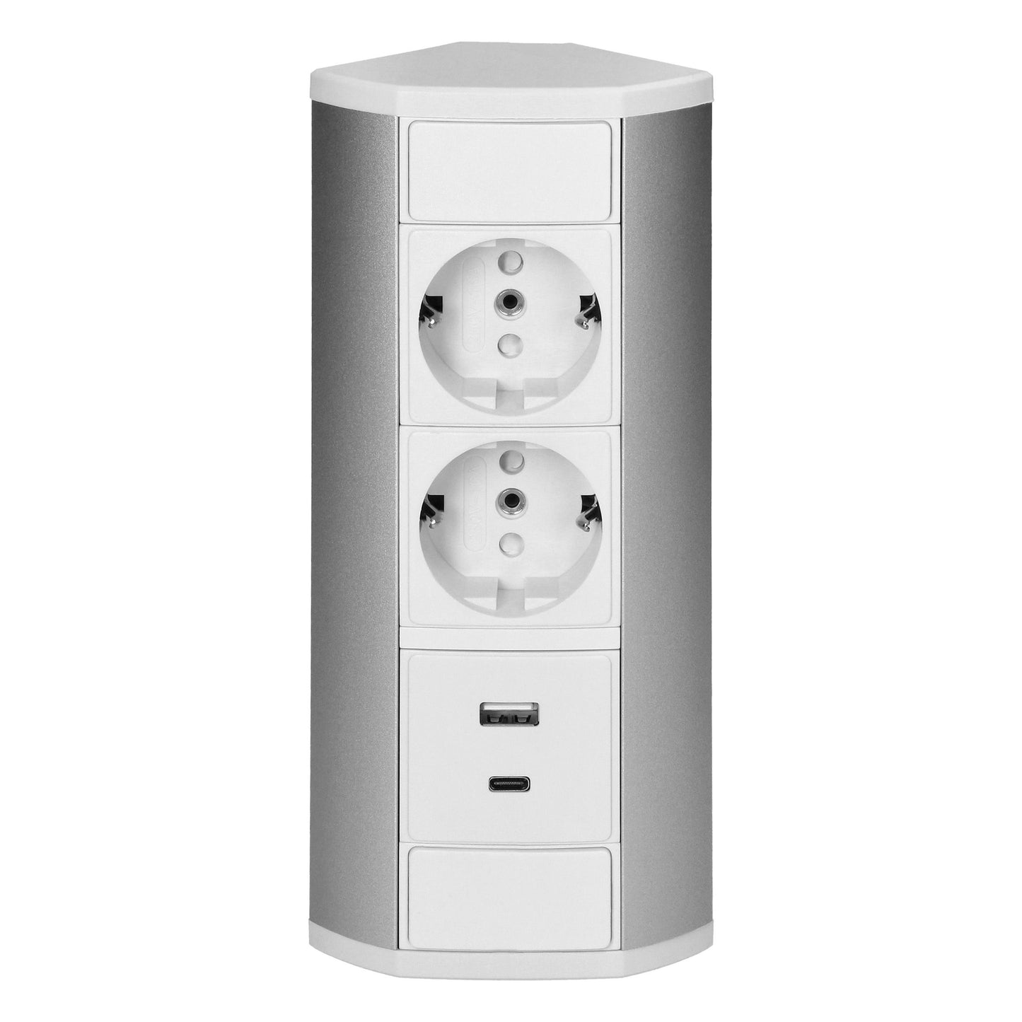Möbel-Steckdose weiß Aluminium Schalter Tischsteckdose Küchensteckdose