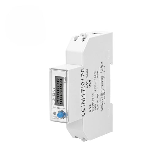 Trano 1-Phasen Stromzähler 100A MID zertifiziert – LCD 5+1, 1 Modul, DIN TH-35mm, 93 m³/h, IP51, 1000 imp/kWh, 8W, LED-Anzeige