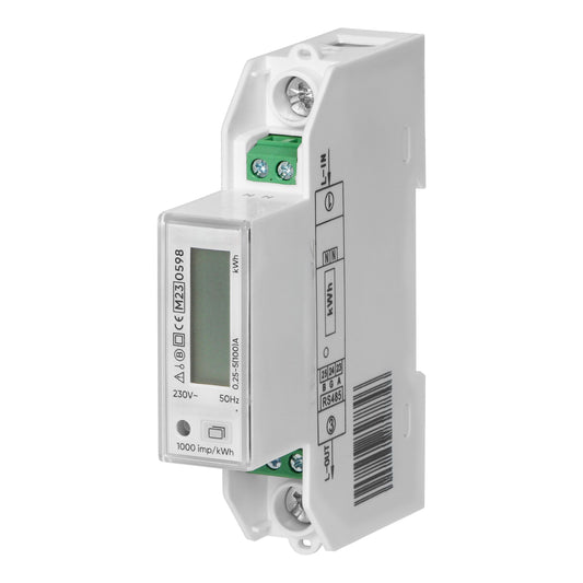 Trano 1-phasiger Energiezähler RS-485 Modbus RTU | 100A | 230V AC | LCD | DIN TH-35mm | MID-konform | 1000 imp/kWh | Genauigkeit B