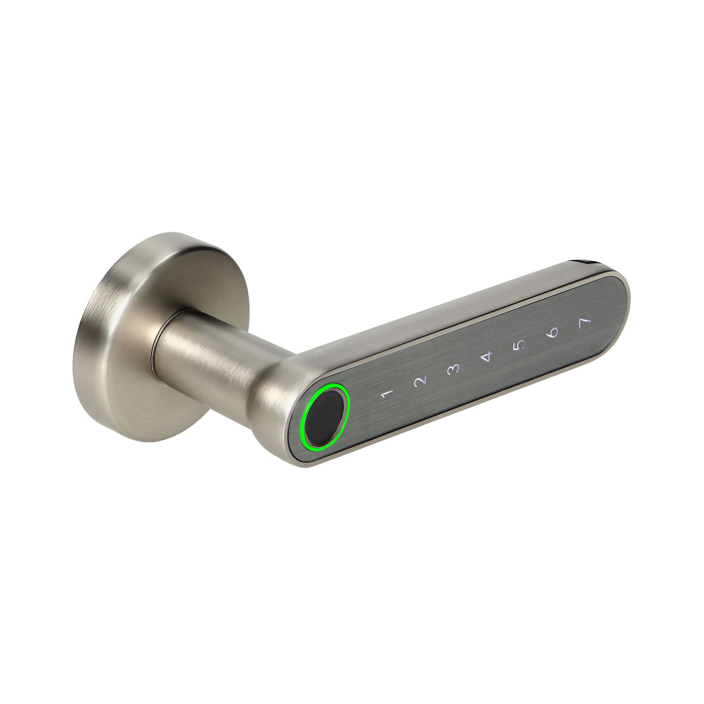 Trano Smarter Türgriff mit Touch-Tastatur & Fingerabdruckleser, Bluetooth 4.0, Zink, schwarz/silber, für Türen 38–56 mm, IP20