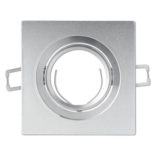 LED Einbaustrahler GU10 1-9W flach silber schwenkbar eckig 70mm Bohrloch