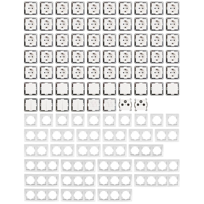 TRANO Flair Megaset - 100-teiliges Schalter- und Steckdosen-Set, reinweiß