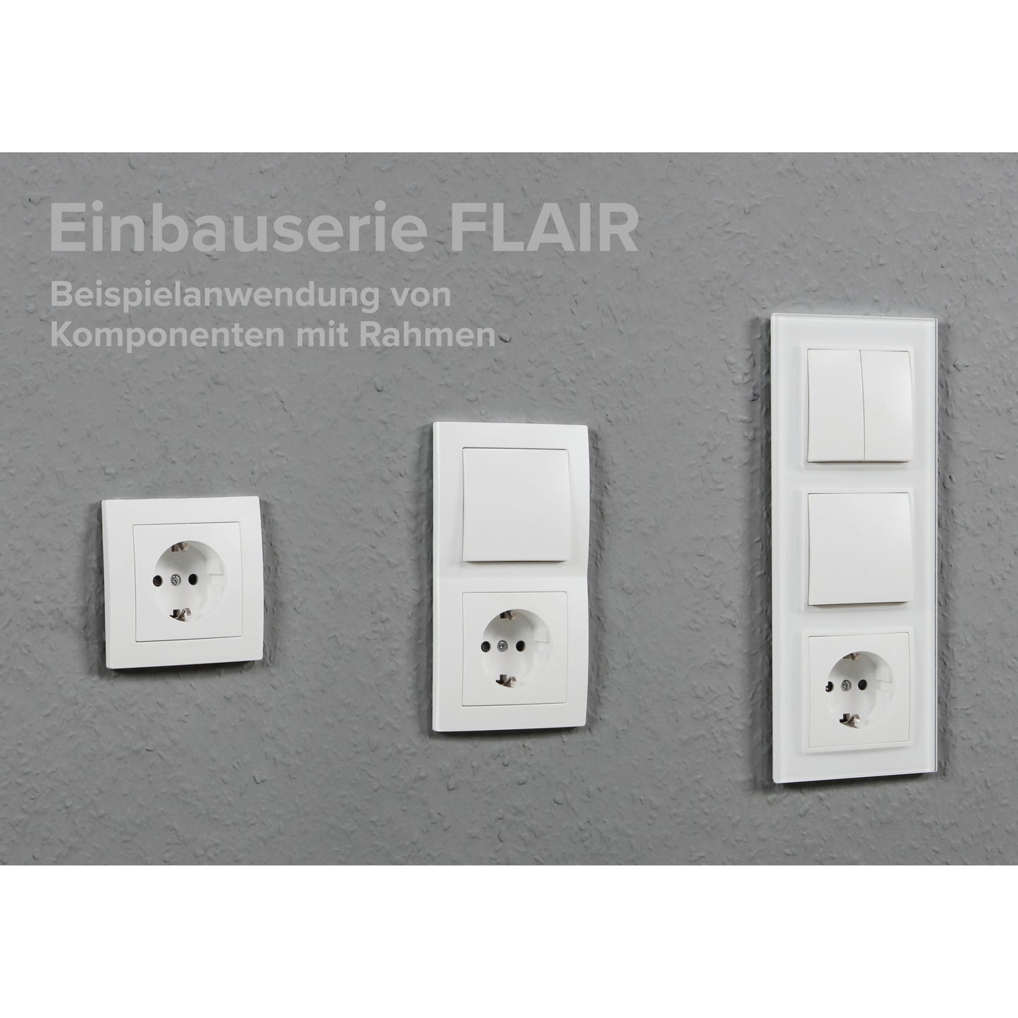 Trano Schalter & Steckdosen Set Flair "Tür 2-fach" Weiß, 3-teilig – Wechselschalter, Schutzkontakt-Steckdose & 2-fach Rahmen | Zeitloses Design, Unterputz, Hochwertige Verarbeitung für Modernes Wohnen