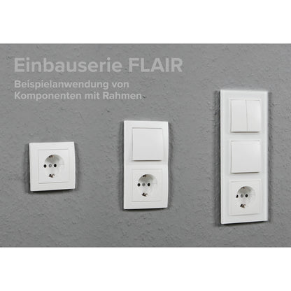 Trano Schalter & Steckdosen Set Flair "Tür 2-fach" Weiß, 3-teilig – Wechselschalter, Schutzkontakt-Steckdose & 2-fach Rahmen | Zeitloses Design, Unterputz, Hochwertige Verarbeitung für Modernes Wohnen