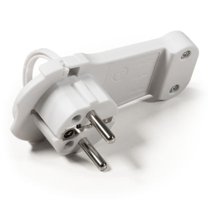 Extra Flacher Wiederanschließbarer Schutzkontakt-Winkelstecker, 250V/16A, Schwarz/Weiß