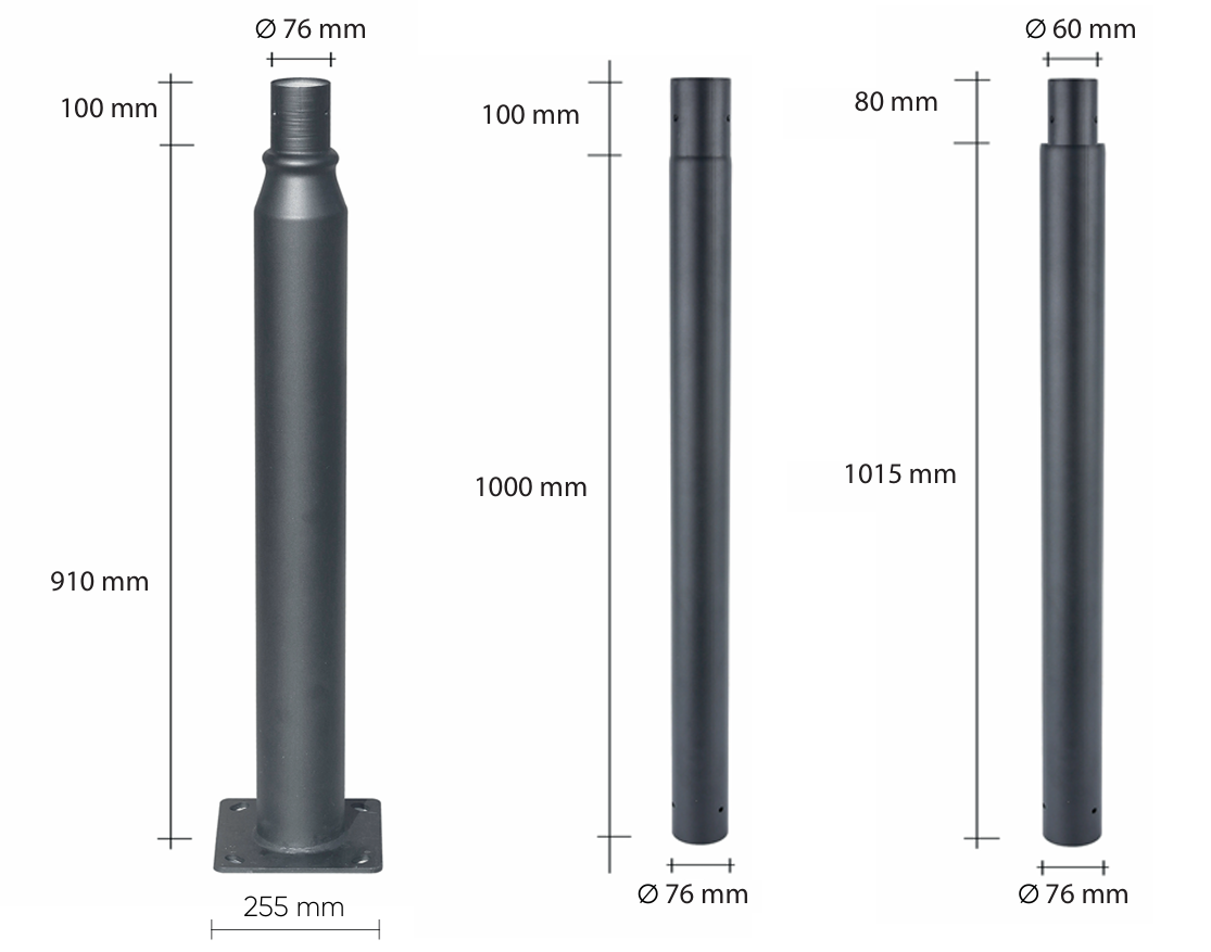 Straßenleuchte Lichtmast Schwarz – Höhenverstellbar 2–4m, wetterfest & stabil