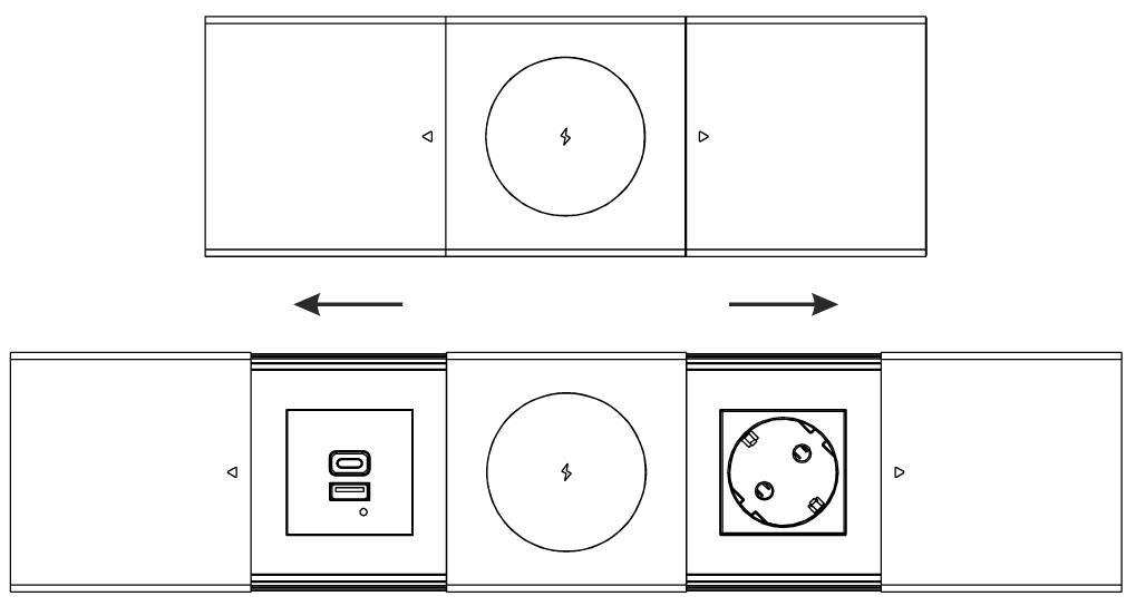 Trano Einbau-Möbelsteckdose mit Schiebedeckel 2x Schuko 3680W, 1,8m Kabel, Qi 15W Wireless Charger, Aluminium Silber, Einbau 258x86mm