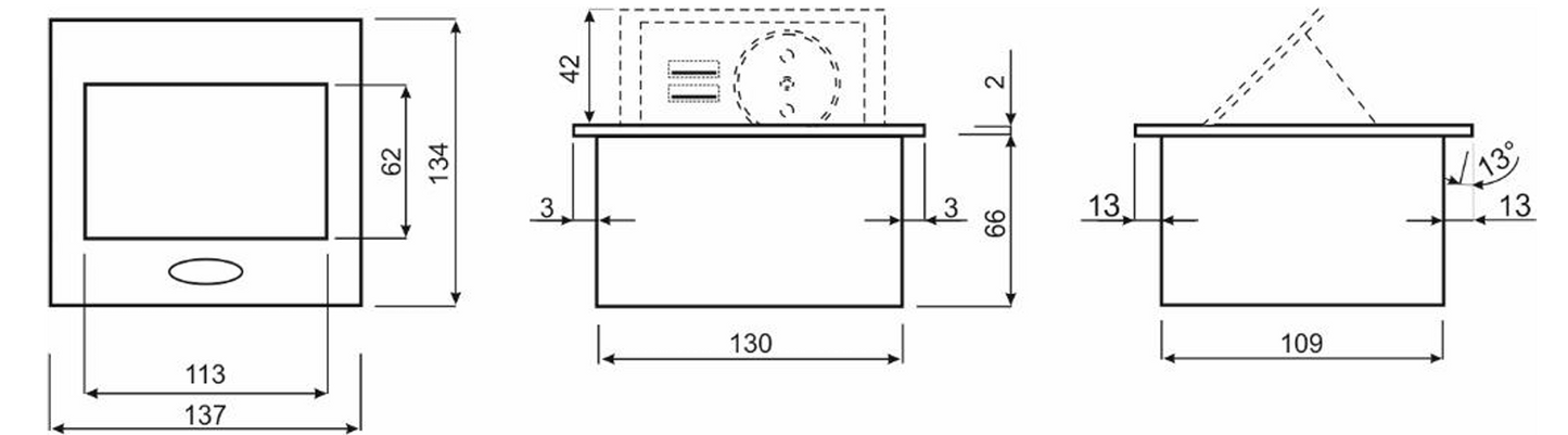 Trano Einbau Steckdose Schuko Typ F mit 2x USB-A Ladeanschluss 5V/2,1A, 1,5m Kabel, 3680W, IP20, Schwarz, flache Kante