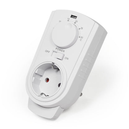 Steckdosen-Thermostat 5-30°C, 3500W, 230V, Einfache Bedienung, Für Heiz- und Kühlgeräte, Mit/Ohne Außenfühler