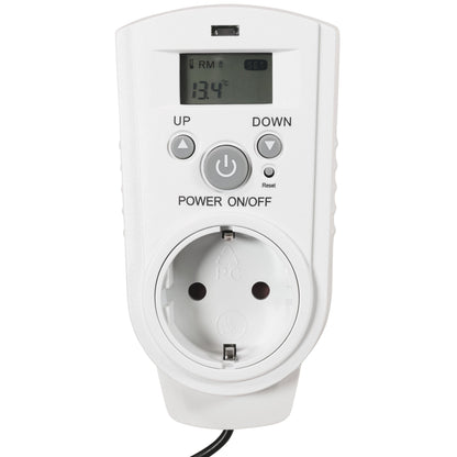 Steckdosen-Thermostat mit LC-Display und mit und ohne Außenfühler, 230V/16A, Temperaturregelung +5 °C bis +30 °C