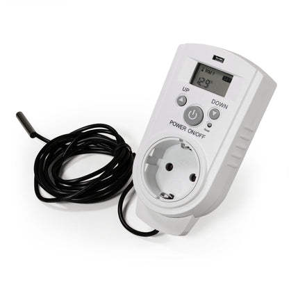 Steckdosen-Thermostat mit LC-Display und mit und ohne Außenfühler, 230V/16A, Temperaturregelung +5 °C bis +30 °C